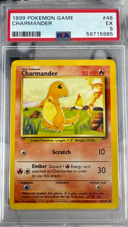 1999 POKEMON GAME #46 CHARMANDER PSA 5