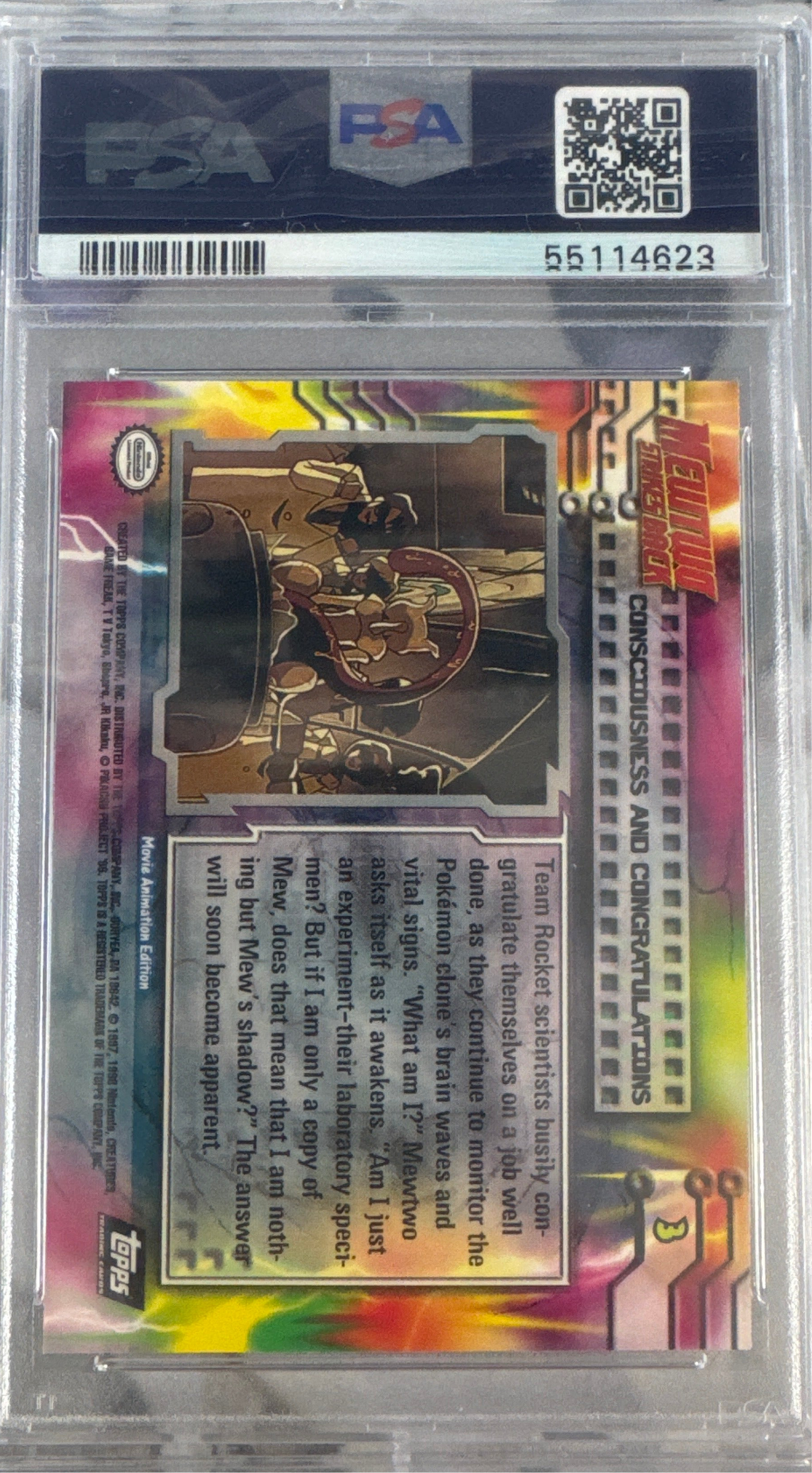 1999 TOPPS POKEMON THE MOVIE EDT #3 MOVIE EDITION CONSCIOUS./CONGRAT. PSA 10