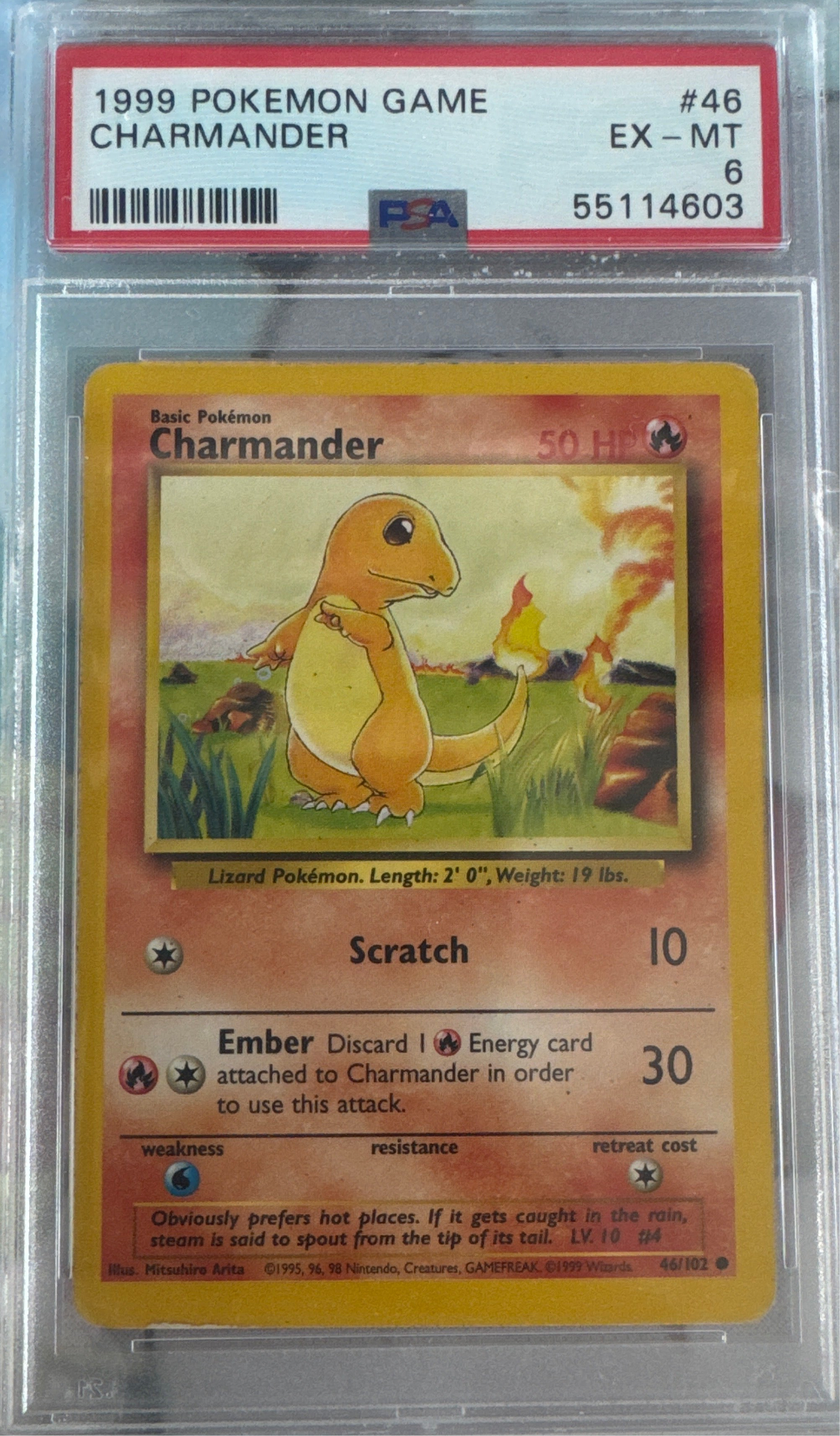 1999 POKEMON GAME CHARMANDER #46 PSA 6