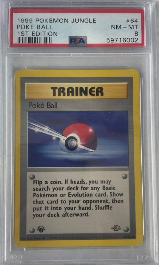 1999 POKEMON JUNGLE POKE BALL 1ST EDITION #64 PSA 8
