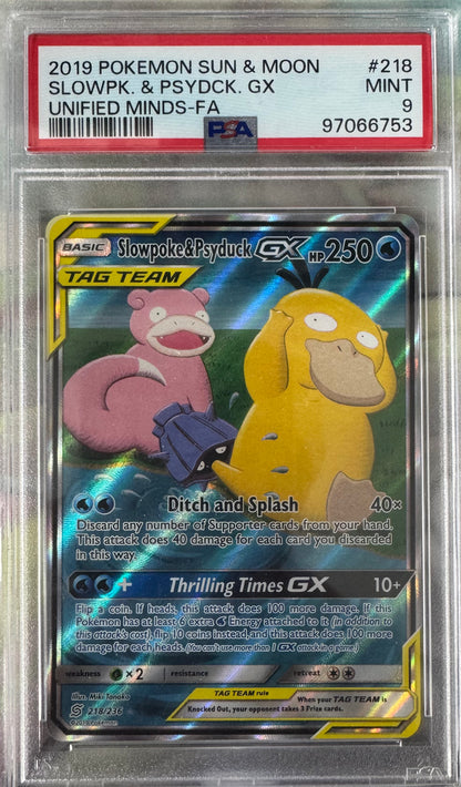 2019 Pokemon Slowpoke & Psyduck Gx #218 PSA 9