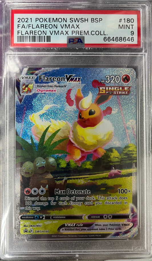 2021 POKEMON PROMO PREMIUM COLLECTION FLAREON VMAX #180 PSA 9