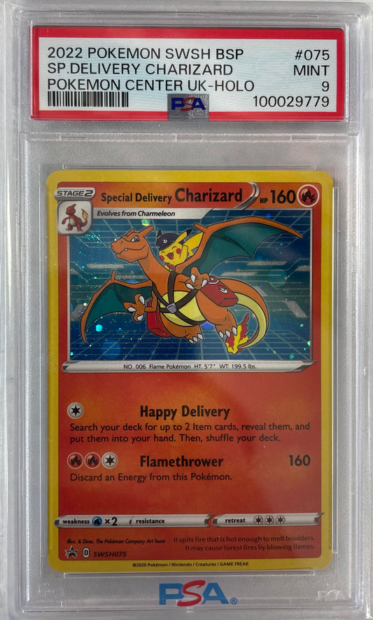 2022 POKEMON BLACK STAR PROMO SPECIAL DELIVERY CHAIRZARD - HOLO (SWIRL) SWSH075 PSA 9