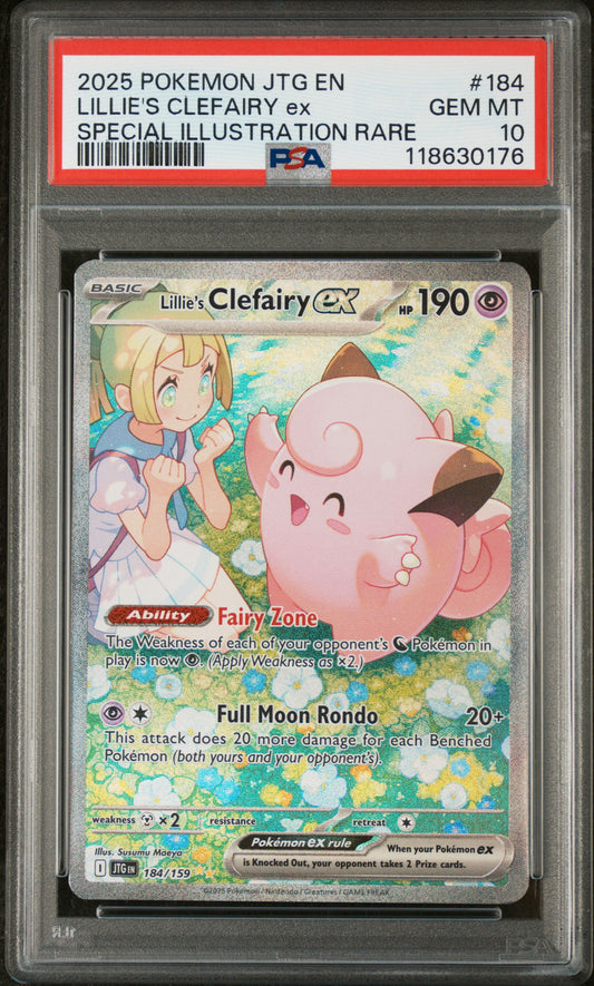 2025 POKEMON JTG EN-JOURNEY TOGETHER LILLIE'S CLEFAIRY EX SPECIAL ILLUSTRATION RARE #184 PSA 10