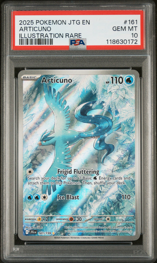 2025 POKEMON JTG EN-JOURNEY TOGETHER ARTICUNO ILLUSTRATION RARE #161 PSA 10