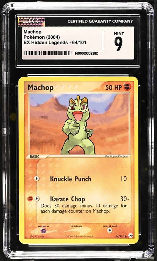2004 POKEMON EX HIDDEN LEGENDS MACHOP #64/101 CGC 9