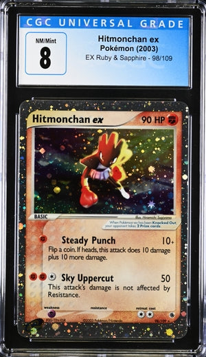 2003 POKEMON EX RUBY AND SAPPHIRE HITMONCHAN EX #98/109 CGC 8
