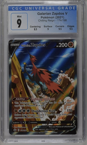 2021 POKEMON CHILLING REIGN GALARIAN ZAPDOS #174/198 CGC 9
