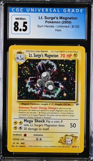 2000 POKEMON GYM HEROES UNLIMITED LT. SURGE'S MAGNETON #08/132 CGC 8.5