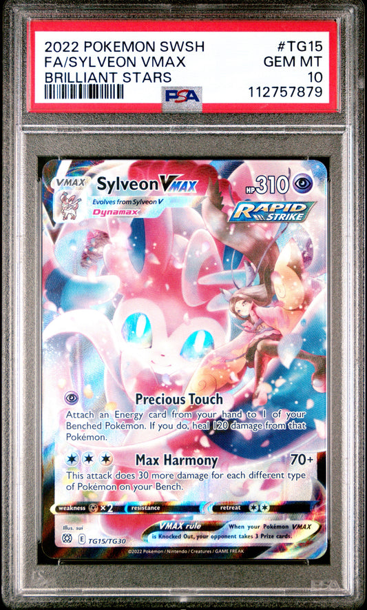 2022 POKEMON BRILLIANT STARS SYLVEON VMAX #TG15 PSA 10