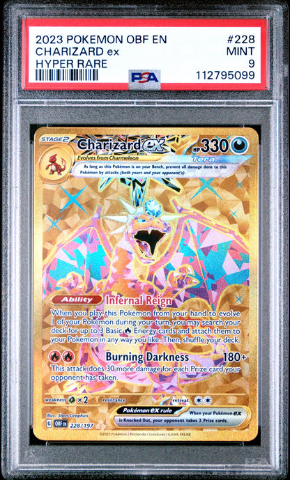 2023 POKEMON OBF EN-OBSIDIAN FLAMES #228 CHARIZARD EX HYPER RARE PSA 9