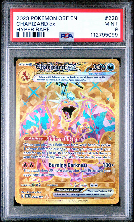 2023 POKEMON OBF EN-OBSIDIAN FLAMES #228 CHARIZARD EX HYPER RARE PSA 9