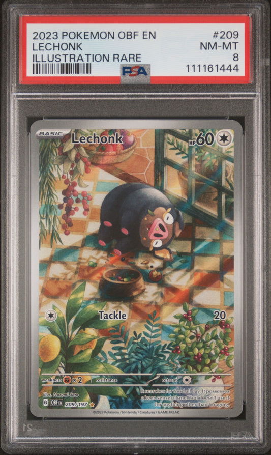 2023 POKEMON OBF EN-OBSIDIAN FLAMES #209 LECHONK ILLUSTRATION RARE PSA 8