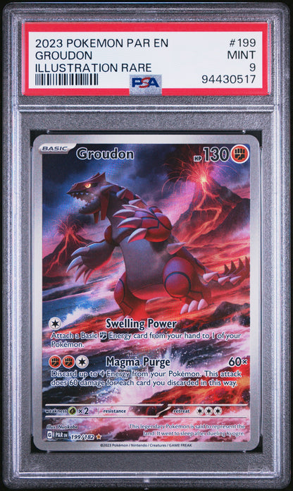 2023 POKEMON PAR EN-PARADOX RIFT #199 GROUDON ILLUSTRATION RARE PSA 9