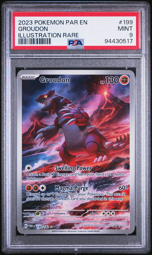 2023 POKEMON PAR EN-PARADOX RIFT #199 GROUDON ILLUSTRATION RARE PSA 9