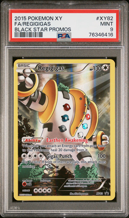 2015 POKEMON XY BLACK STAR PROMOS #XY82 FA/REGIGIGAS BLACK STAR PROMOS PSA 9
