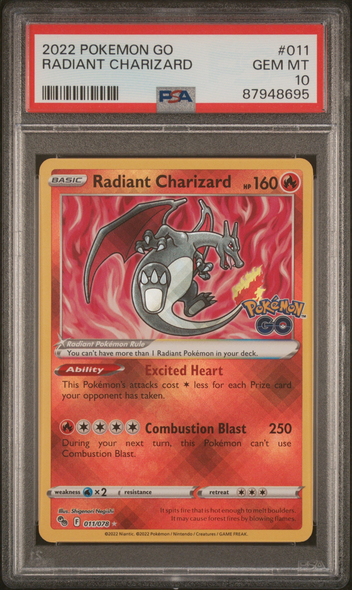 2022 POKEMON GO #011 RADIANT CHARIZARD PSA 10