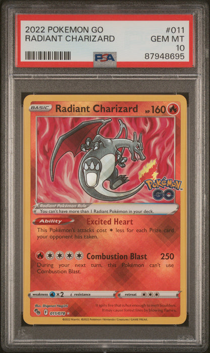 2022 POKEMON GO #011 RADIANT CHARIZARD PSA 10