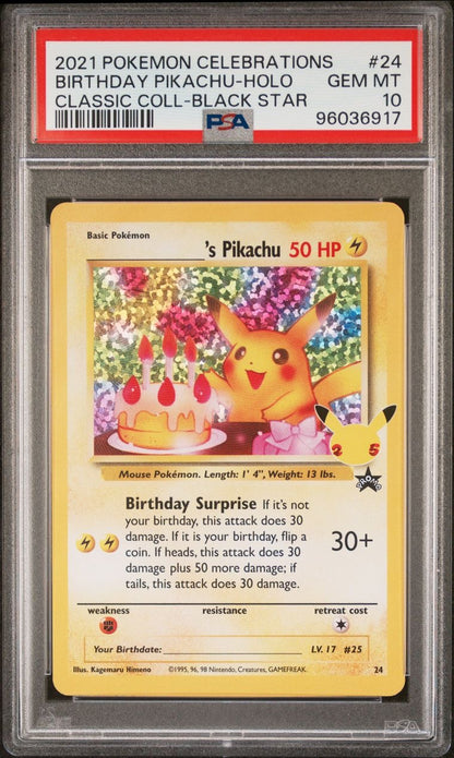 2021 Pokemon Birthday Pikachu #24 PSA 10 Gem-Mint