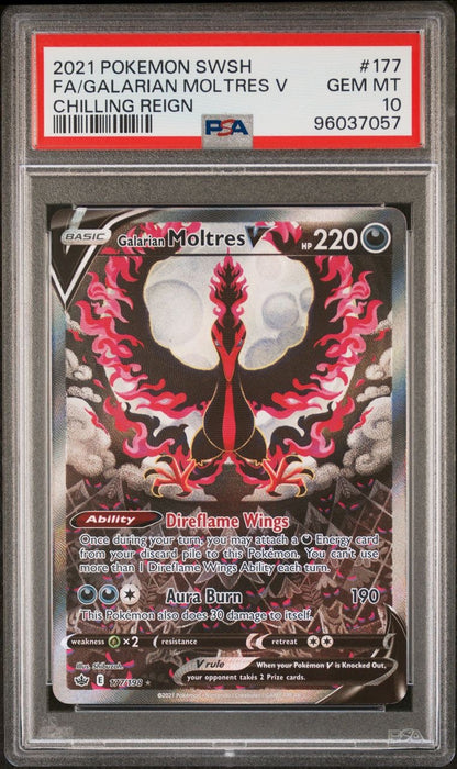2021 Pokemon Galarian Moltres V #177 PSA 10