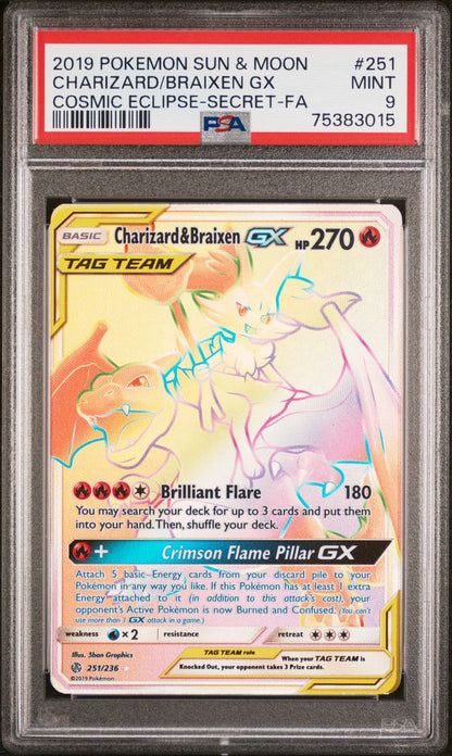 2019 Pokemon Charizard & Braixen Gx #251 PSA 9