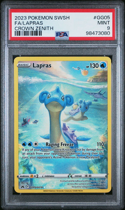 2023 POKEMON SWORD AND SHIELD CROWN ZENITHFA/LAPRAS #GG05 PSA 9