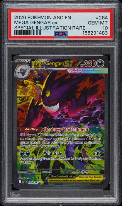 2026 POKEMON ASC EN-ASCENDED HEROES #284 MEGA GENGAR EX SPECIAL ILLUSTRATION RARE PSA 10