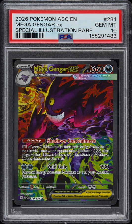 2026 POKEMON ASC EN-ASCENDED HEROES #284 MEGA GENGAR EX SPECIAL ILLUSTRATION RARE PSA 10