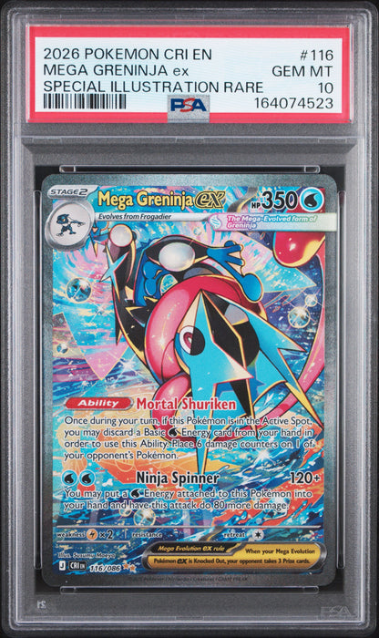 2026 POKEMON CRI EN-CHAOS RISING #116 MEGA GRENINJA EX SPECIAL ILLUSTRATION RARE PSA 10