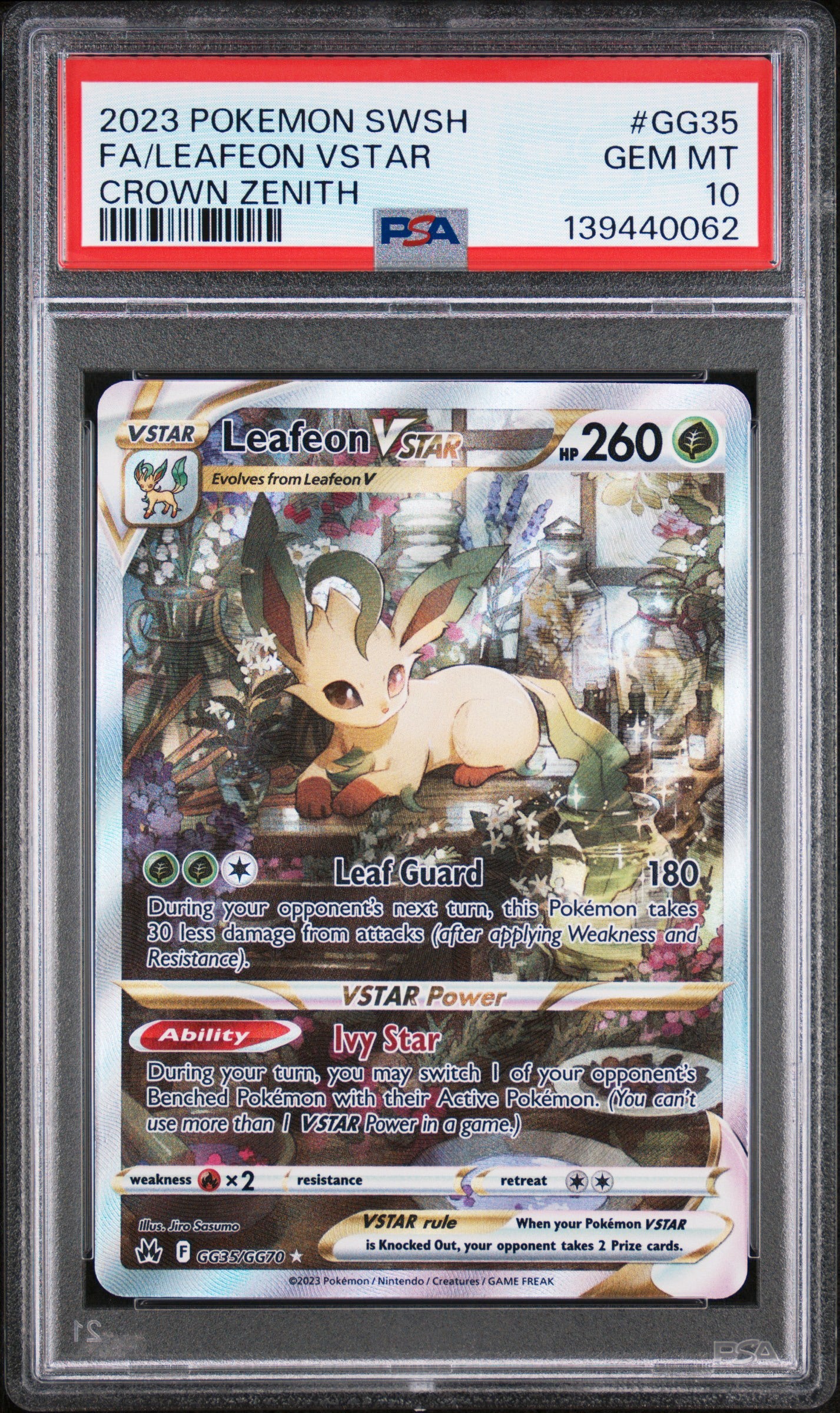 2023 POKEMON SWORD AND SHIELD CROWN ZENITH #GG35 FA/LEAFEON VSTAR CROWN ZENITH PSA 10