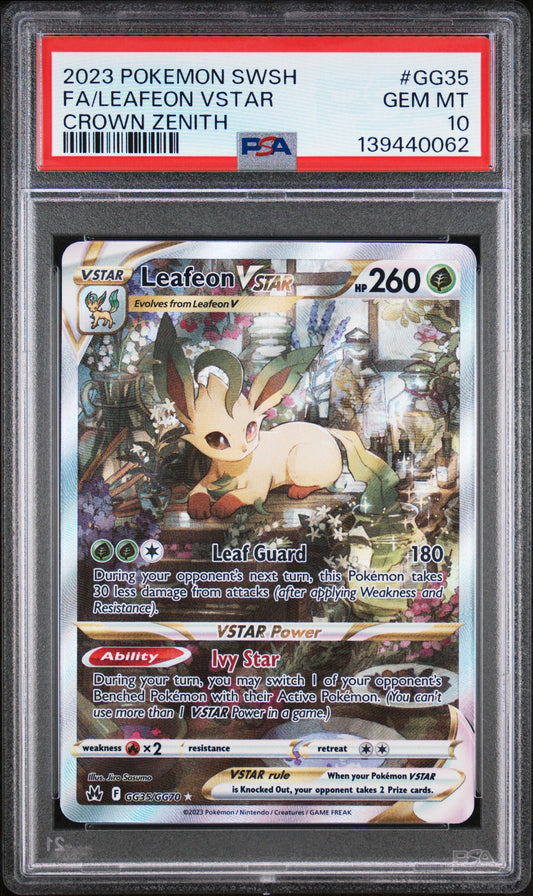 2023 POKEMON SWORD AND SHIELD CROWN ZENITH #GG35 FA/LEAFEON VSTAR CROWN ZENITH PSA 10