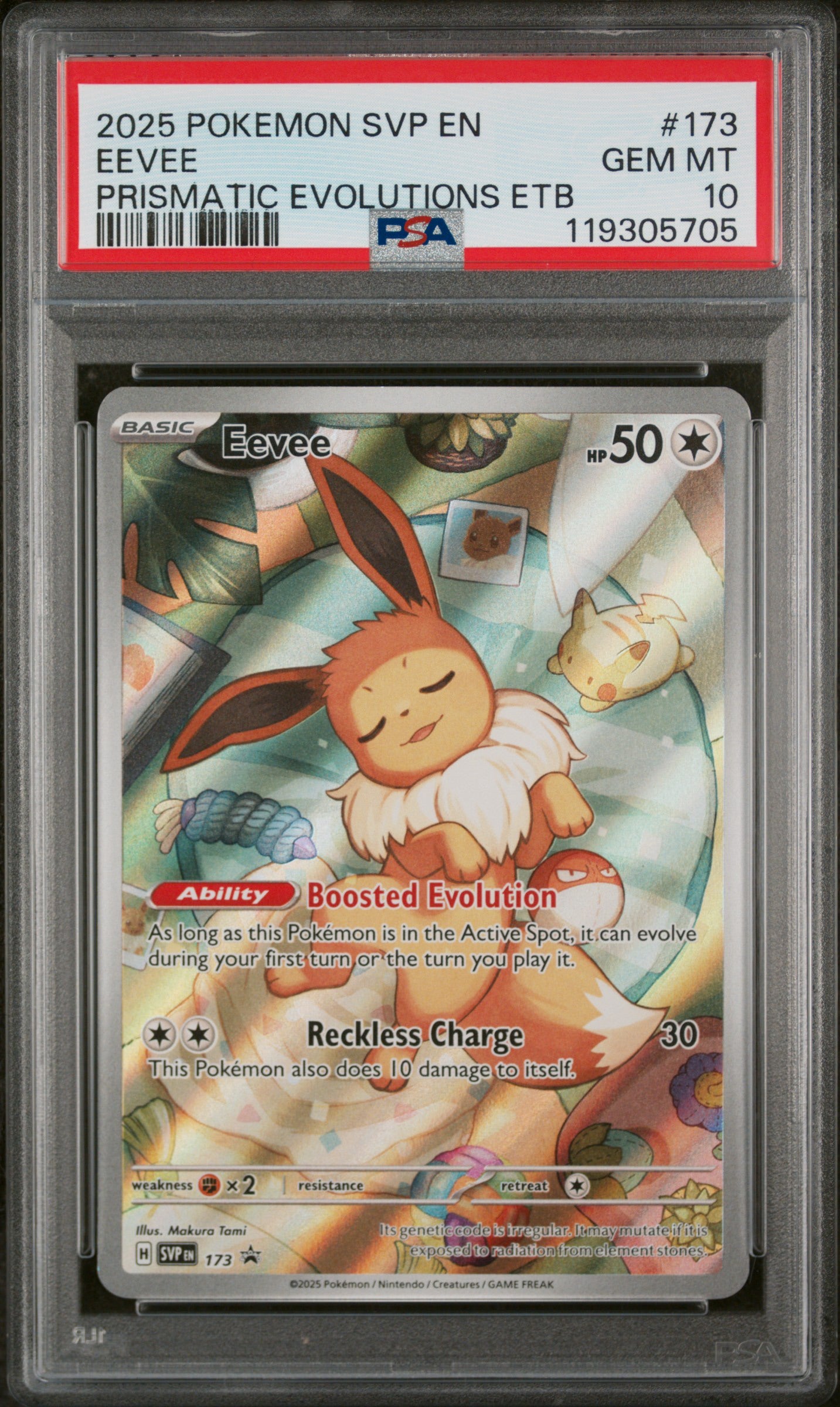 2025 POKEMON SVP EN-SV BLACK STAR PROMO #173 EEVEE PRISMATIC EVOLUTIONS ETB PSA 10