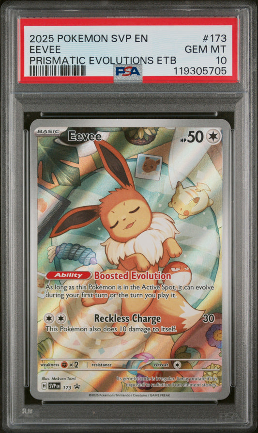 2025 POKEMON SVP EN-SV BLACK STAR PROMO #173 EEVEE PRISMATIC EVOLUTIONS ETB PSA 10