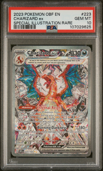 2023 POKEMON OBF EN-OBSIDIAN FLAMES #223 CHARIZARD EX SPECIAL ILLUSTRATION RARE PSA 10