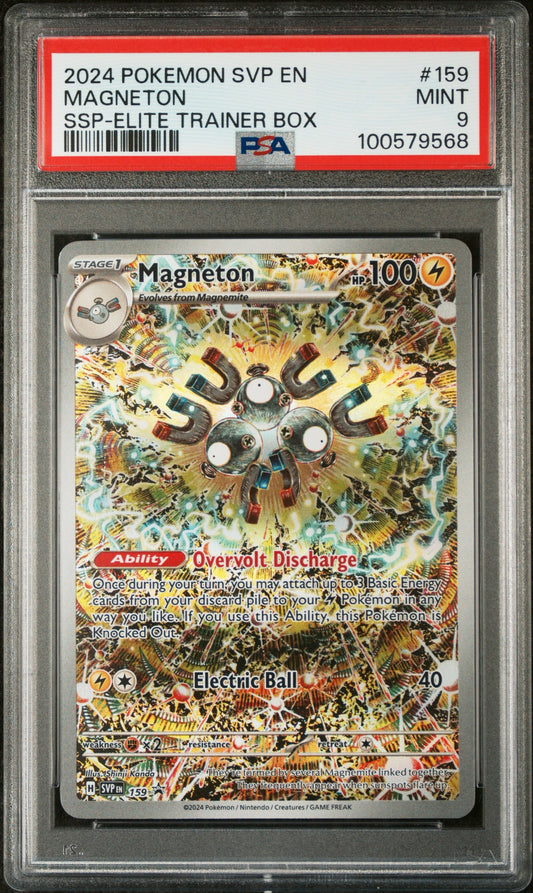 2024 POKEMON SVP EN-SV BLACK STAR PROMO #159 MAGNETON SURGING SPARKS ETB PSA 9
