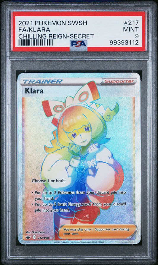 2021 POKEMON SWORD & SHIELD CHILLING REIGN #217 FA/KLARA CHILLING REIGN-SECRET PSA 9