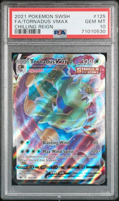 2021 POKEMON CHILLING REIGN TORNADUS VMAX #125 PSA 10