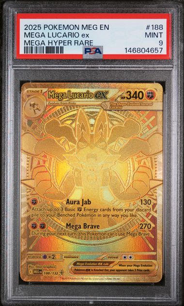 2025 POKEMON MEGA HYPER RARE MEGA LUCARIO RC #188 PSA 9