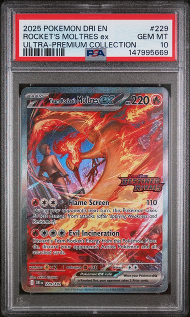 2025 POKEMON DESTINED RIVALS ROCKET'S MOLTRES EX #229 PSA 10