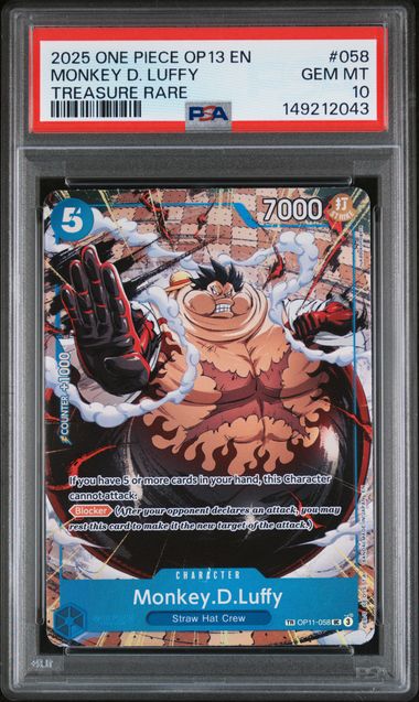2025 ONE PIECE OP 13 MONKEY D.LUFFY TREASURE RARE #58 PSA 10
