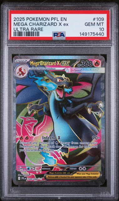 2025 POKEMON PHANTASMAL FLAMES MEGA CHARIZARD X EX ULTRA RARE #109 PSA 10