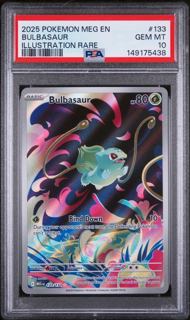 2025 POKEMON MEGA EVOLUTION BULBASAUR ILLUSTRATION RARE #133 PSA 10