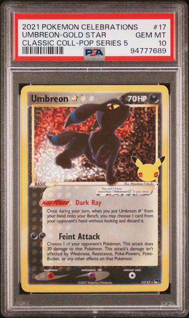 2021 POKEMON CELEBRATION CLASSIC UMBREON GOLD STAR #17 PSA 10