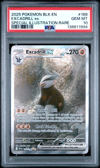 2025 POKEMON BLK EN-BLACK BOLT #168 EXCADRILL EX SPECIAL ILLUSTRATION RARE PSA 10