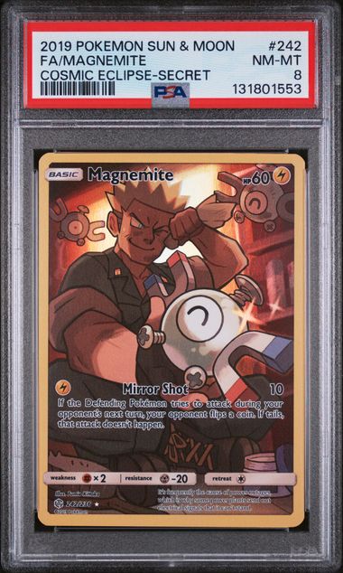 2019 POKEMON COSMIC ECLIPSE MAGNEMITE #242 PSA 8