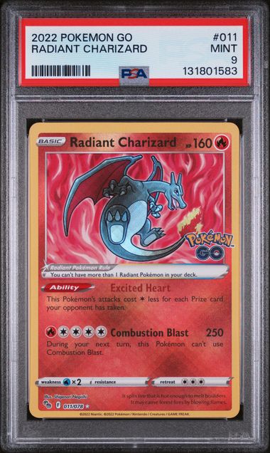 2020 POKEMON GO RADIANT CHARIZARD #011 PSA 9